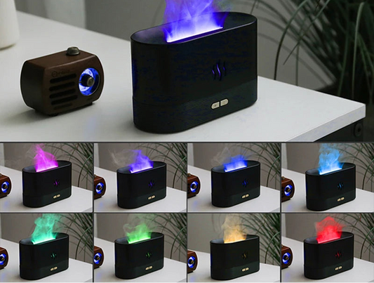 Flame Aroma Diffuser & Humidifier — LED Flame Lamp, Essential Oil, USB