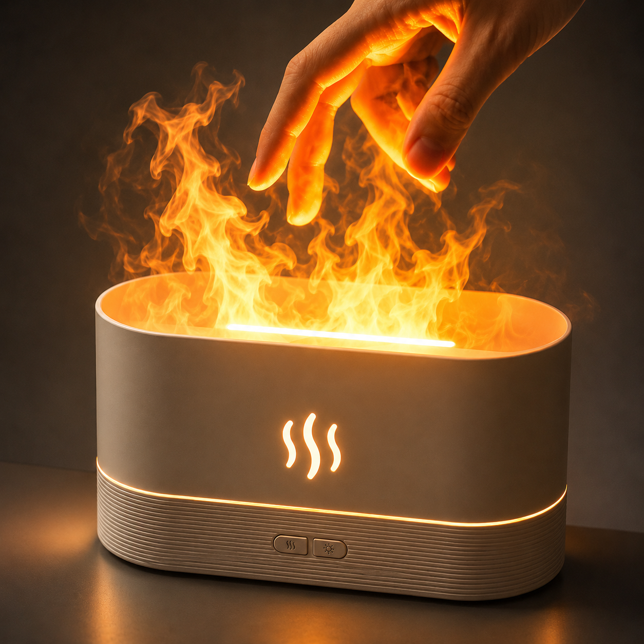 Flame Aroma Diffuser & Humidifier — LED Flame Lamp, Essential Oil, USB