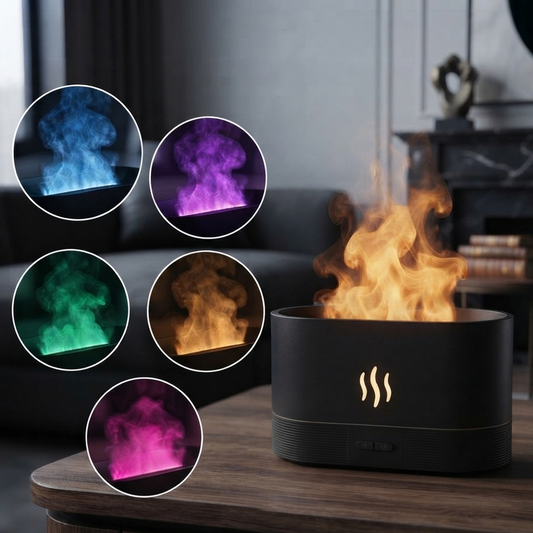 Flame Aroma Diffuser & Humidifier — LED Flame Lamp, Essential Oil, USB