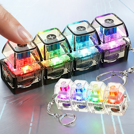 LED Clicker Keyboard Keychain — Anti-Stress Fidget Toy