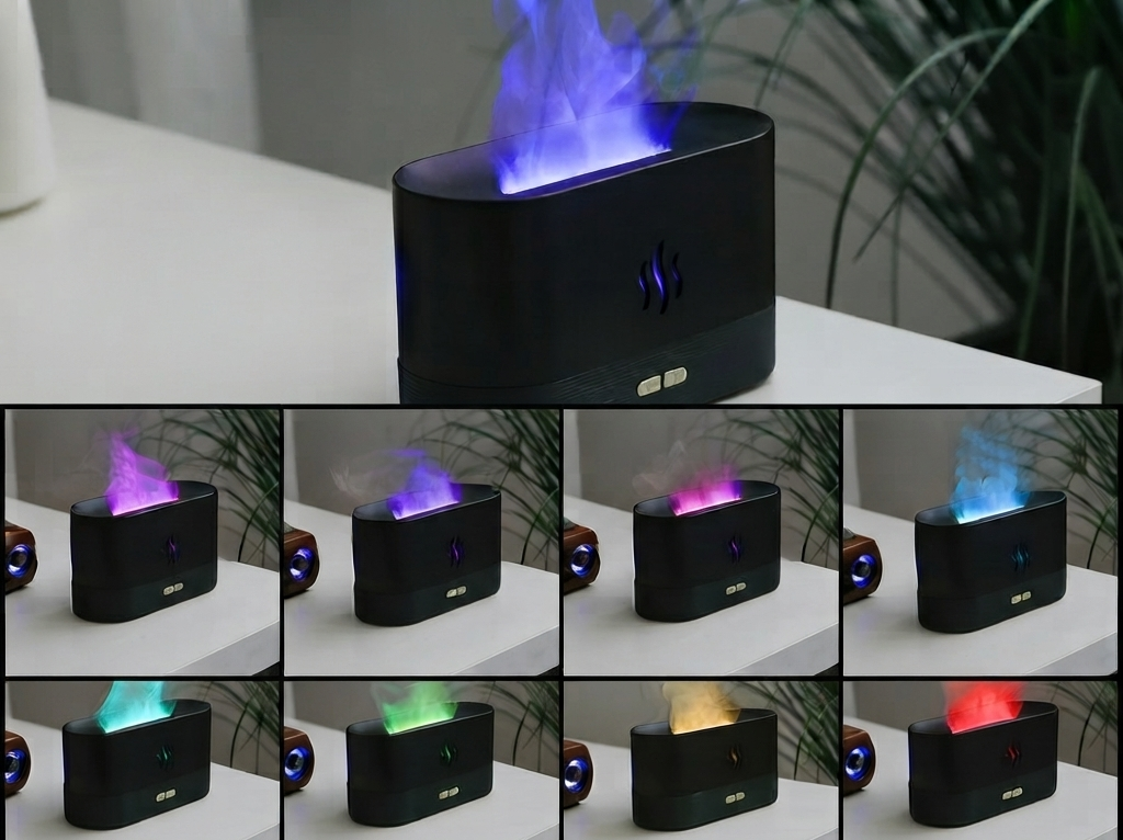 Flame Aroma Diffuser & Humidifier — LED Flame Lamp, Essential Oil, USB