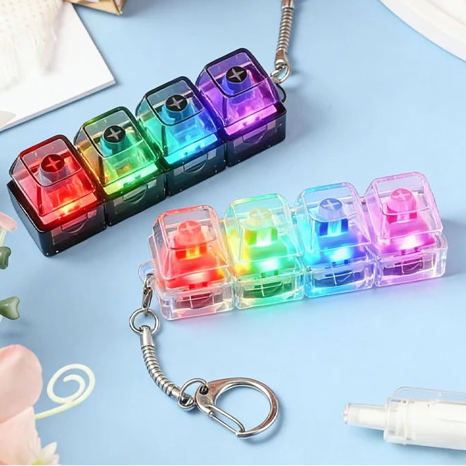 LED Clicker Keyboard Keychain — Anti-Stress Fidget Toy