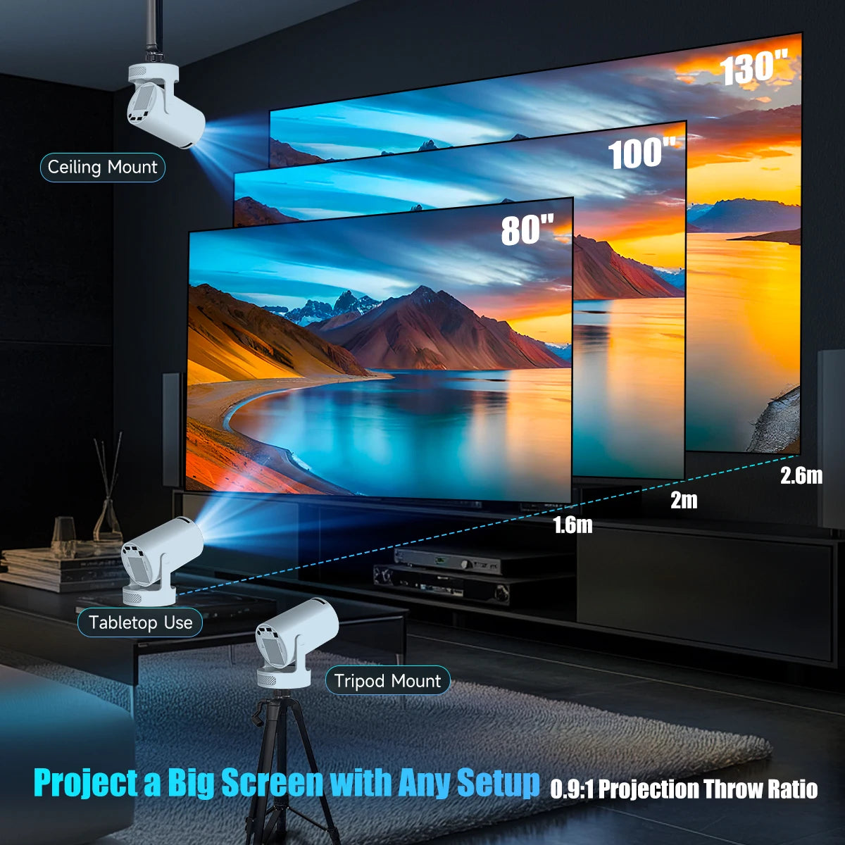 Magcubic HY300 Pro+ Mini Projector — Android 14, WiFi 6, 8000 Lumens, 200 inch