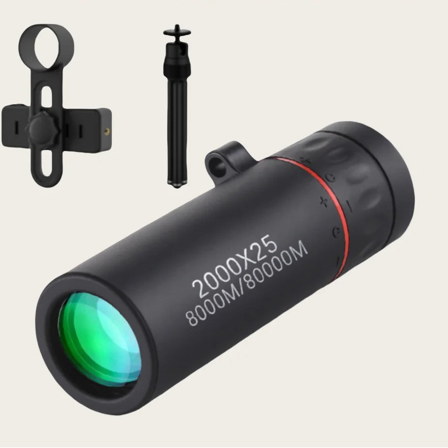 HD Monocular Telescope — 8x Zoom, Phone Holder, Waterproof, Pocket Siz