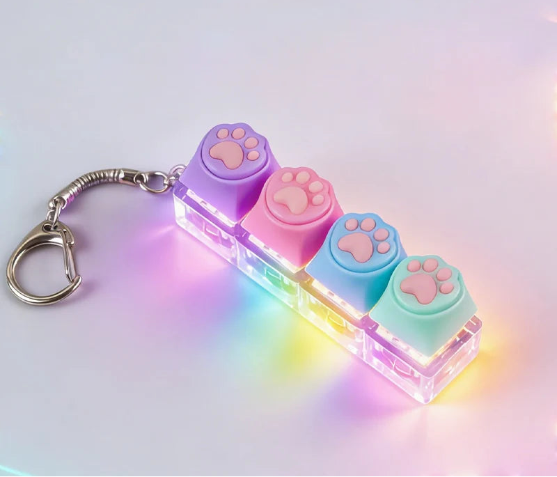 LED Clicker Keyboard Keychain — Anti-Stress Fidget Toy