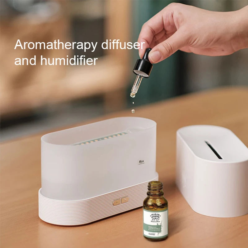 Flame Aroma Diffuser & Humidifier — LED Flame Lamp, Essential Oil, USB