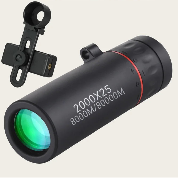 HD Monocular Telescope — 8x Zoom, Phone Holder, Waterproof, Pocket Siz