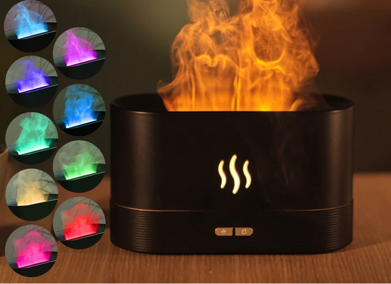 Flame Aroma Diffuser & Humidifier — LED Flame Lamp, Essential Oil, USB