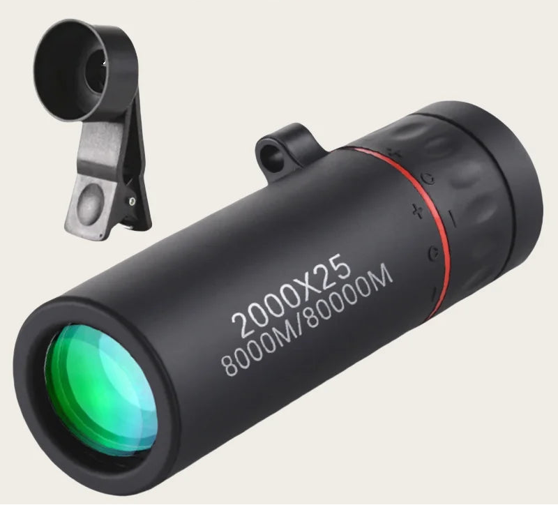 HD Monocular Telescope — 8x Zoom, Phone Holder, Waterproof, Pocket Siz